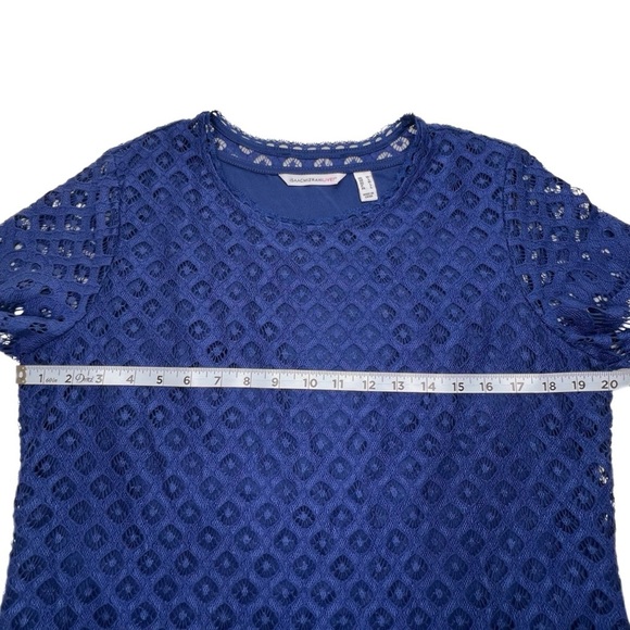 Isaac Mizrahi Dress Stretch Lace Sheath Short Sleeve Navy Blue US Medium M - Picture 12 of 16